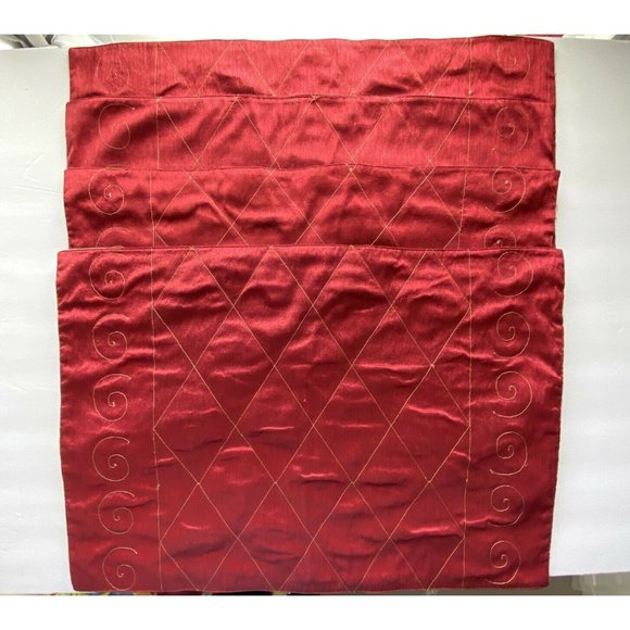 Burgundy Red & Gold Table Placemats Set of 4 - Picture 5 of 9